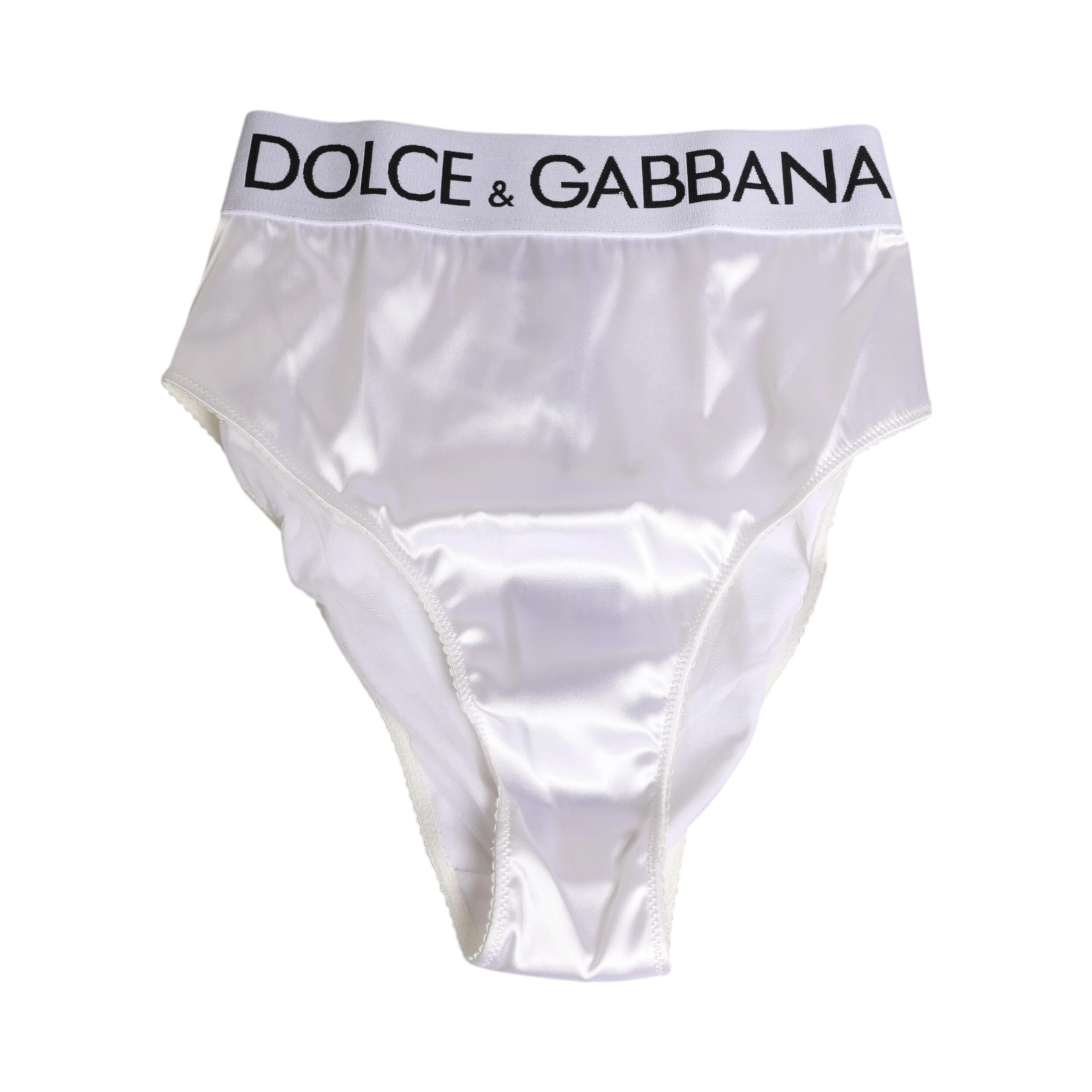 White Satin High-Waist Brief Logo Women Underwear
