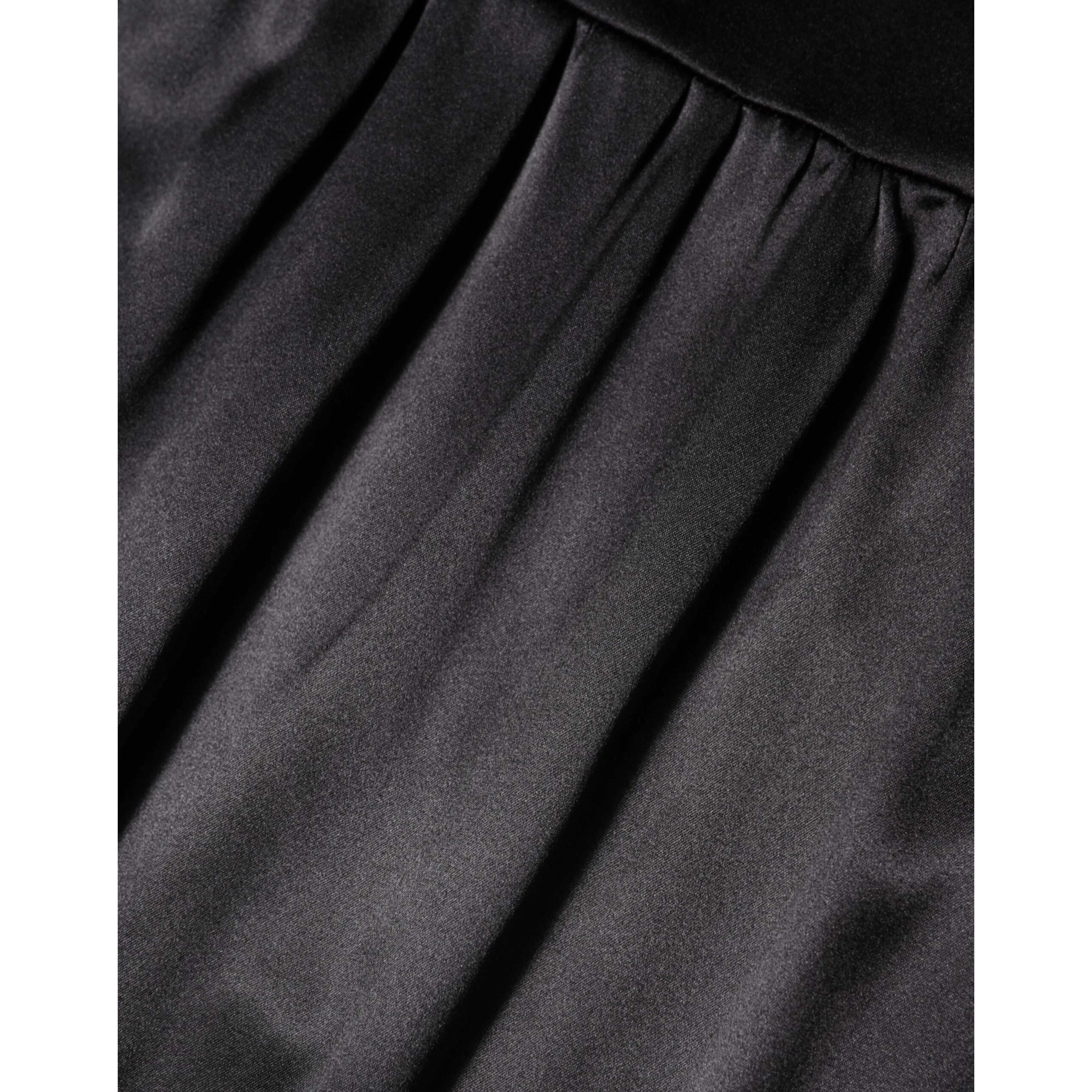 Black Silk Blend Lace Trim Sleeveless Mini Dress