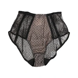 Black Sheer Polka Dot Lace High Waist Underwear
