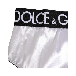 White Satin High-Waist Black Logo Women Underwear
