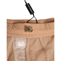 Beige Sheer Mesh High Waist Briefs Underwear