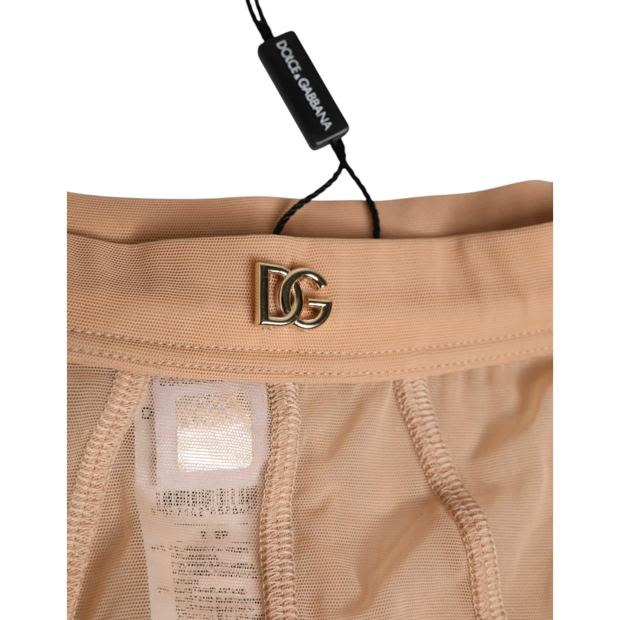 Beige Sheer Mesh High Waist Briefs Underwear