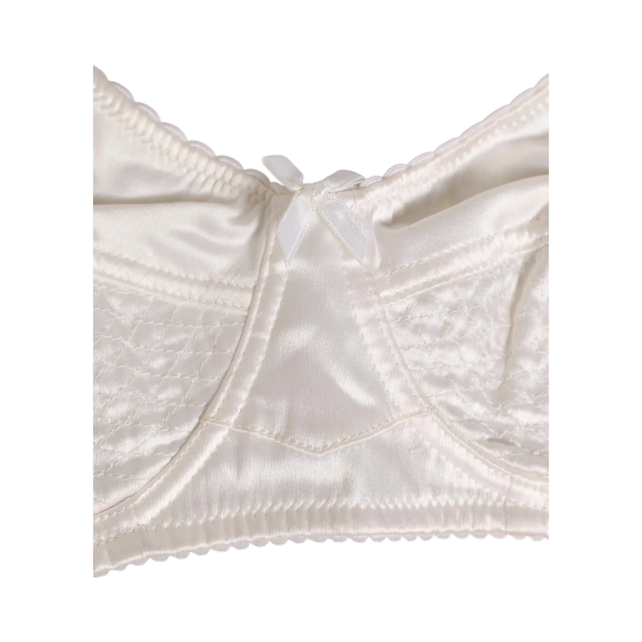 White Silk Satin Soft Cup Lingerie Bra Underwear