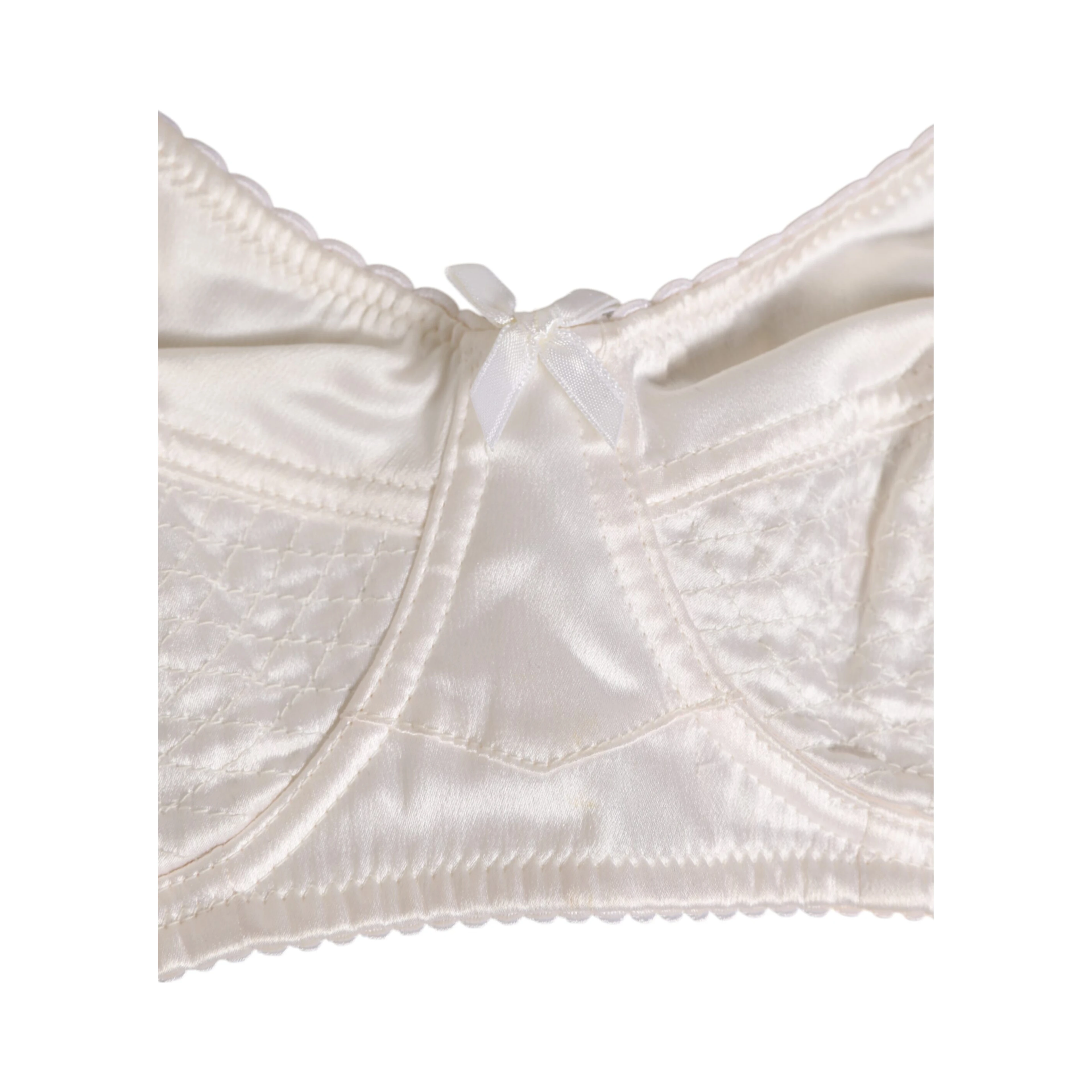 White Silk Satin Soft Cup Lingerie Bra Underwear