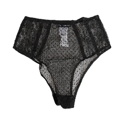 Black Lace Polka Dot Mesh High Waist Underwear