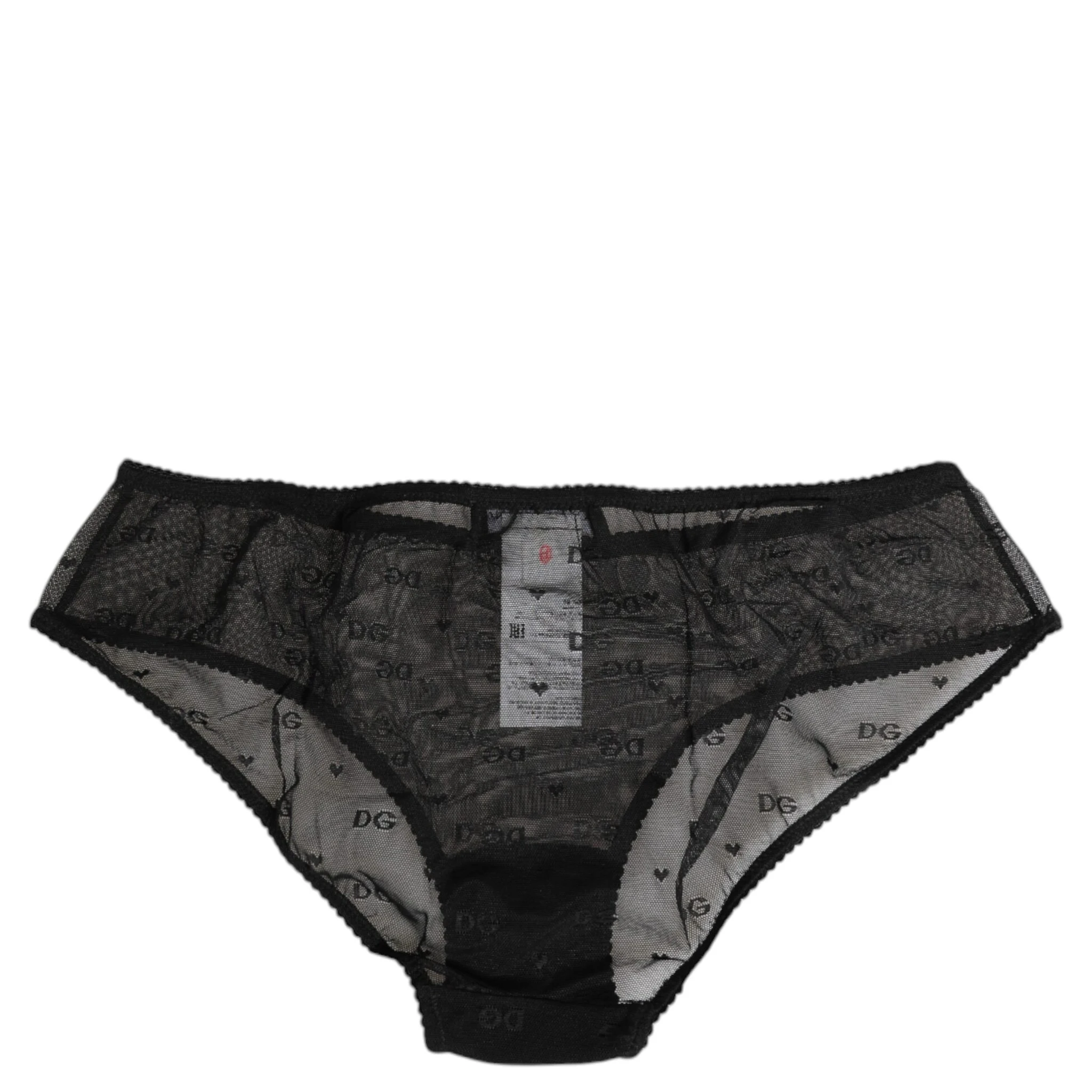 Black Sheer Mesh Lace Polka Dot Logo Underwear