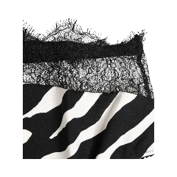 Black White Zebra Print Lace Trim High Underwear