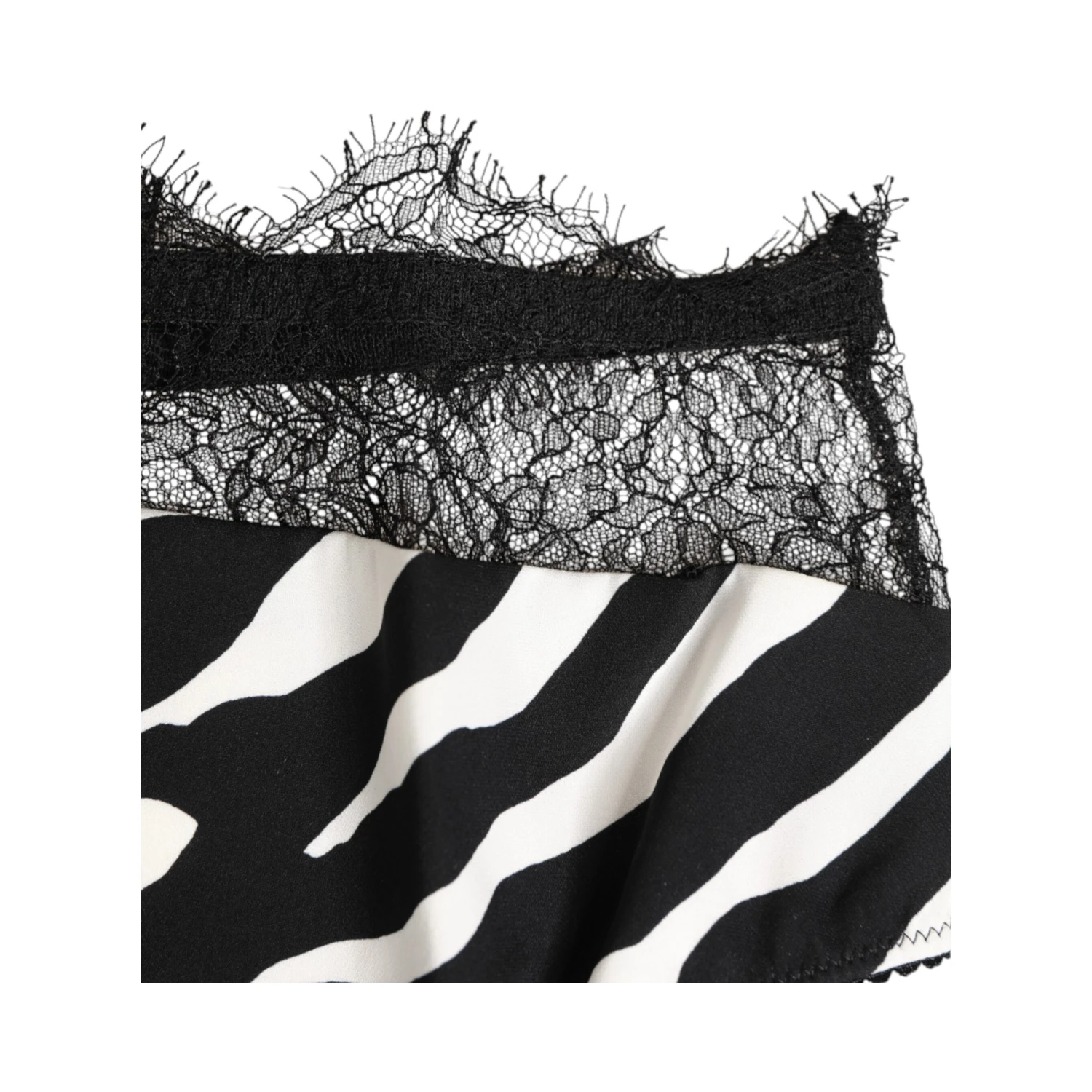 Black White Zebra Print Lace Trim High Underwear