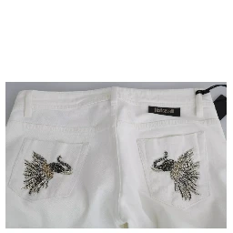 White Cotton Slim Fit Mid Waist Skinny Trouser Jeans