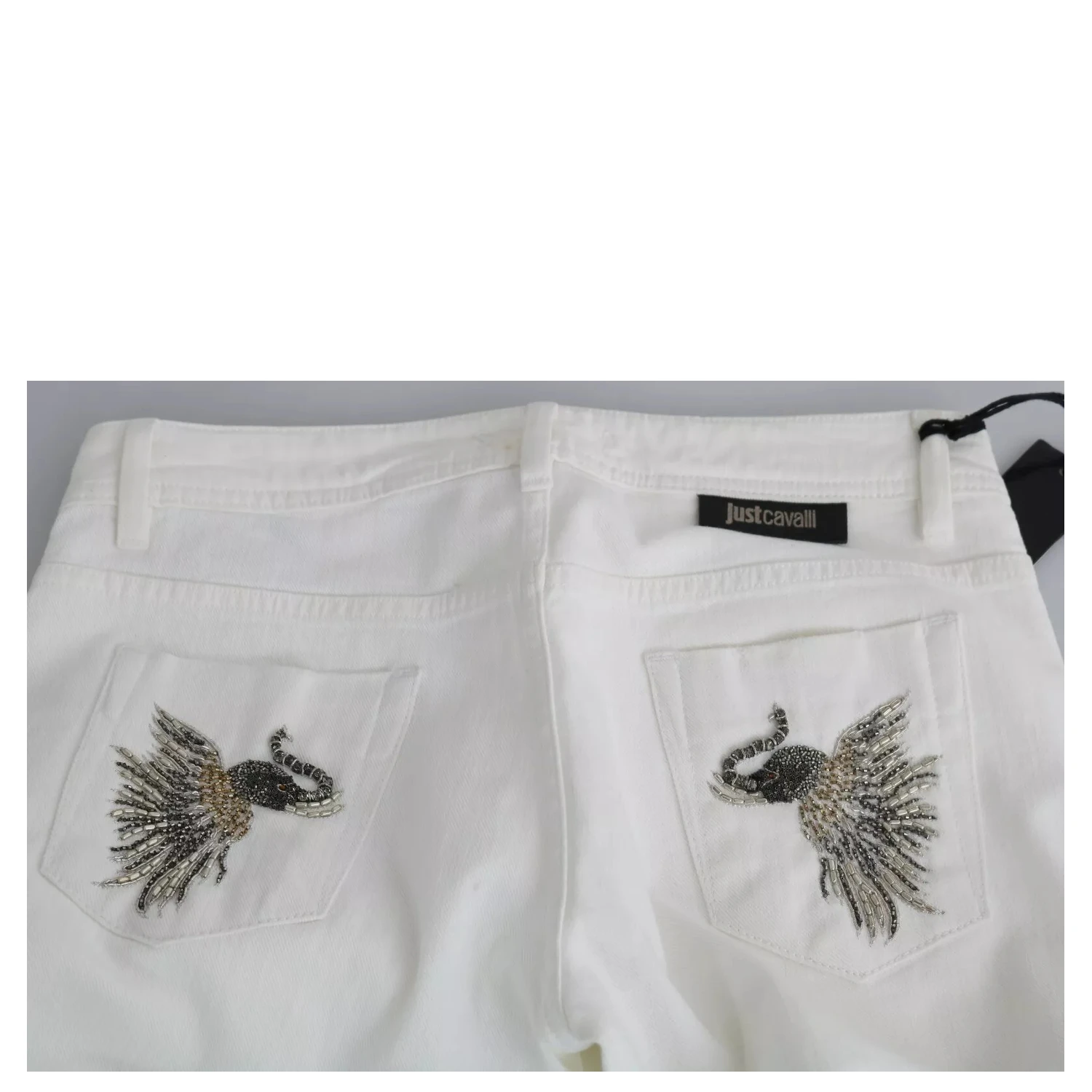 White Cotton Slim Fit Mid Waist Skinny Trouser Jeans