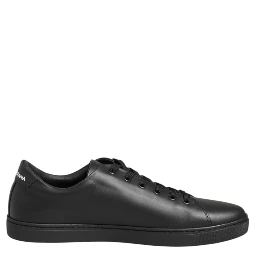 Black Leather Crystal Heart Sneakers  Shoes