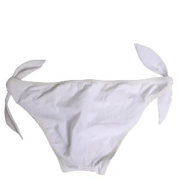 White Side Tie Logo Bikini Bottom Underwear