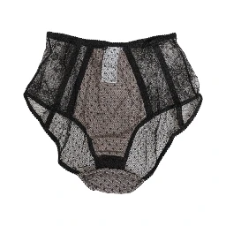 Black Sheer Polka Dot Lace High Waist Underwear