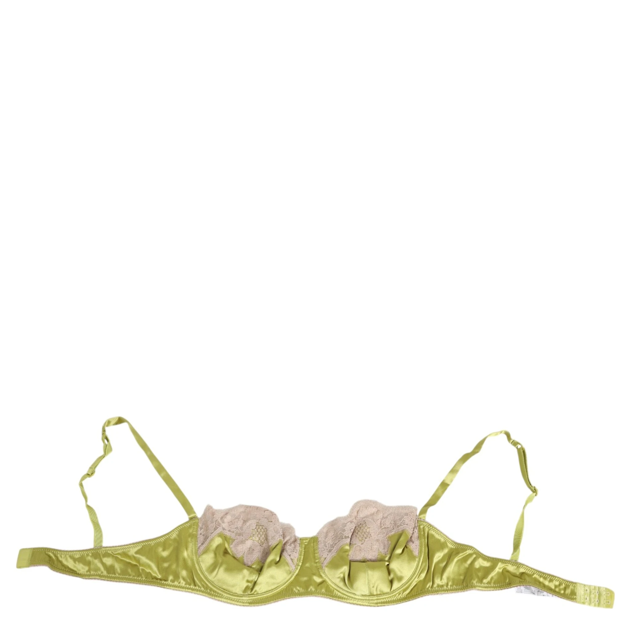 Lime Green Silk Satin Lace Padded Balconnet Underwear