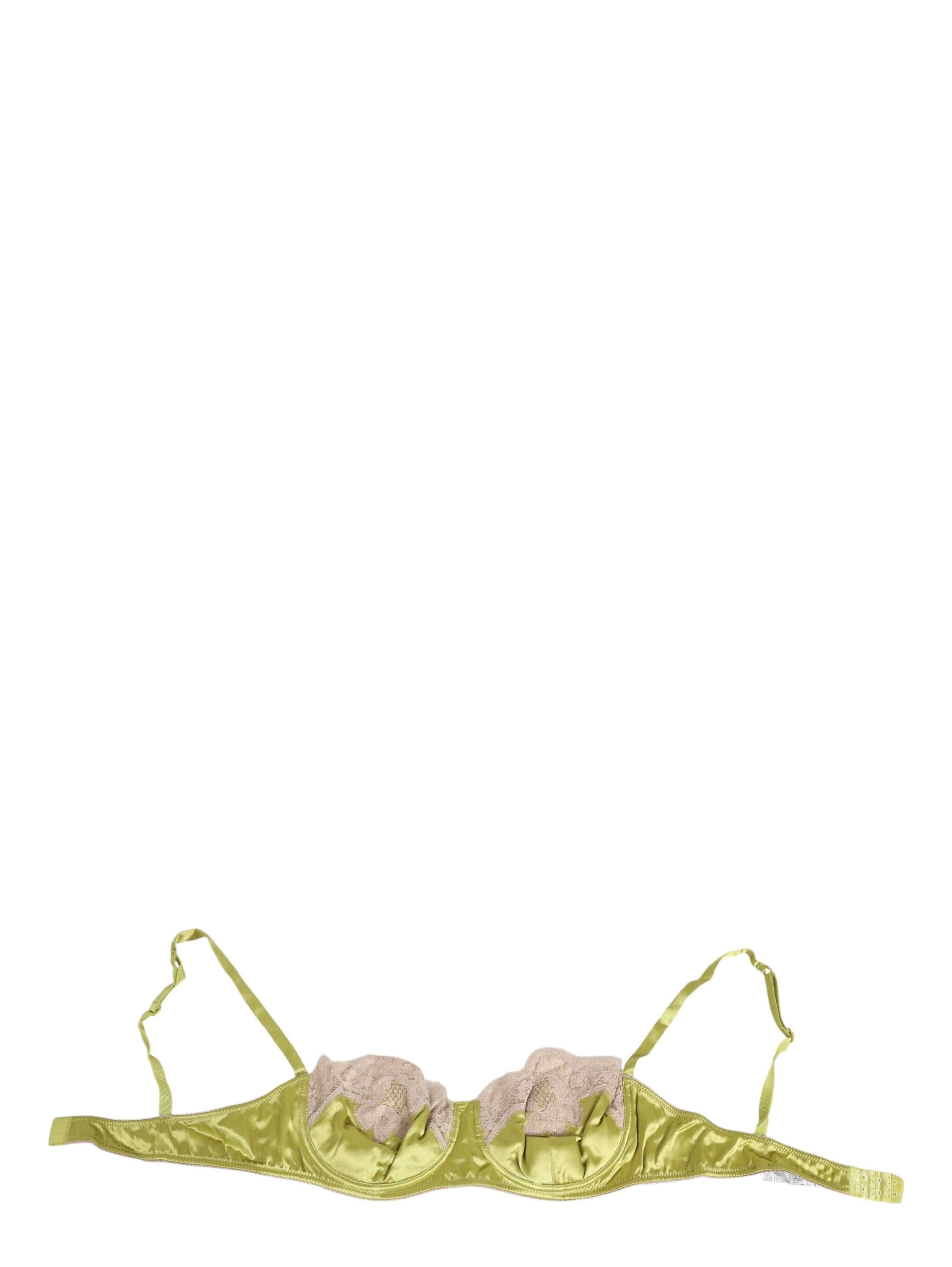 Lime Green Silk Satin Lace Padded Balconnet Underwear