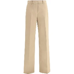 Beige Cotton Casual Pants