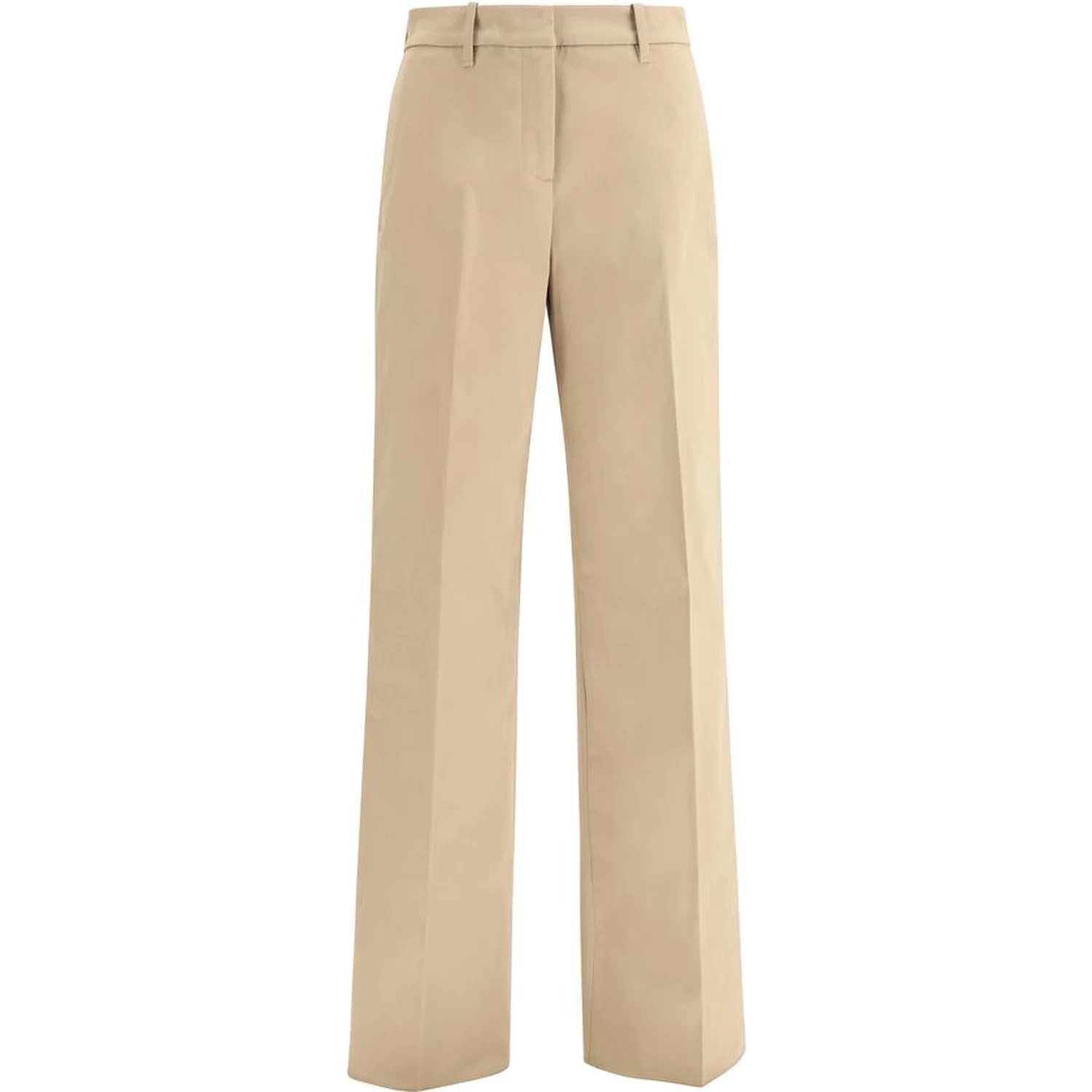 Beige Cotton Casual Pants