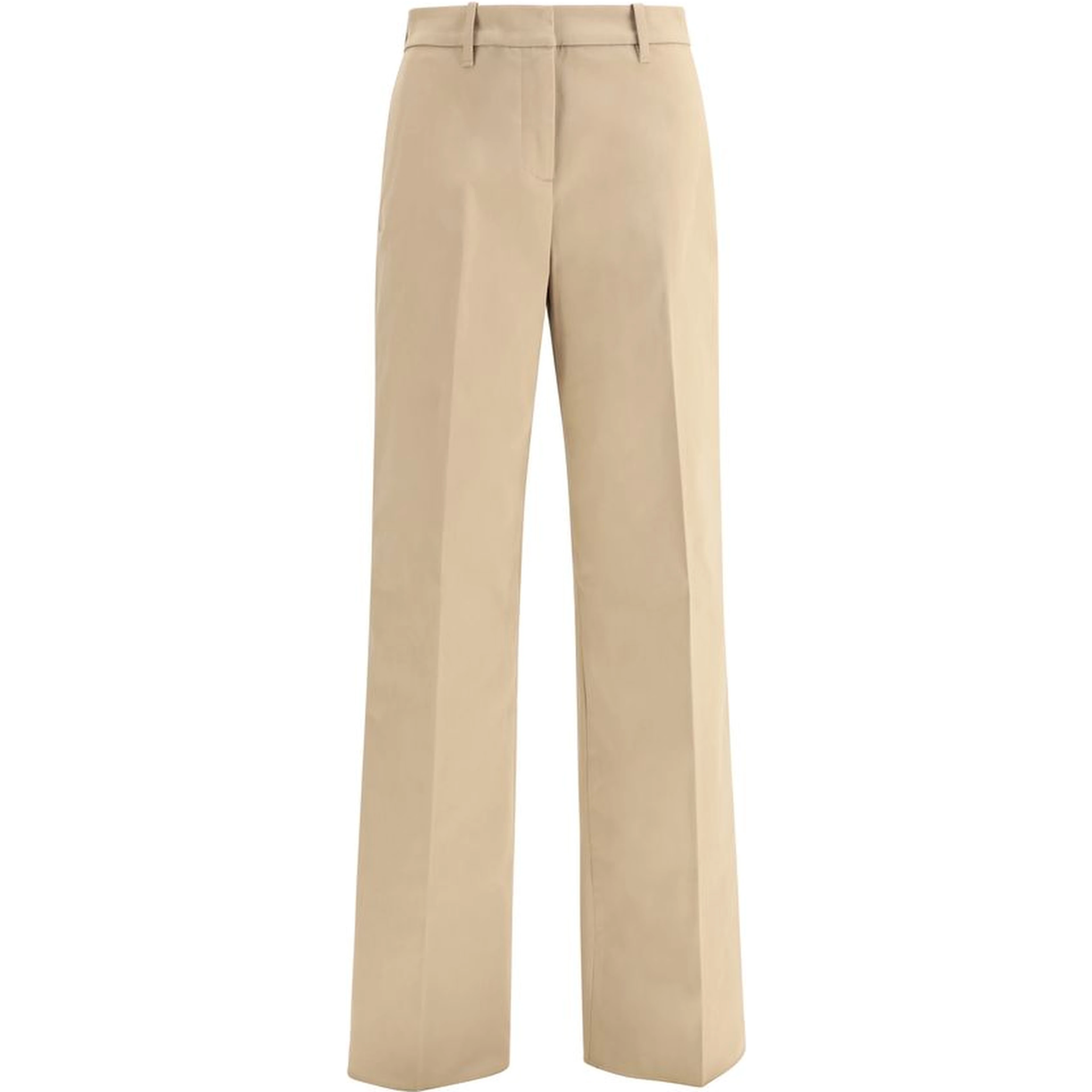 Beige Cotton Casual Pants