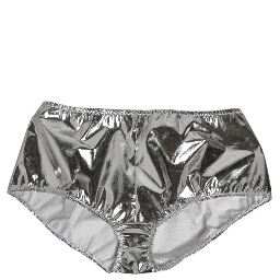 Silver Metallic High Waist Bikini Bottom Women  Underwear