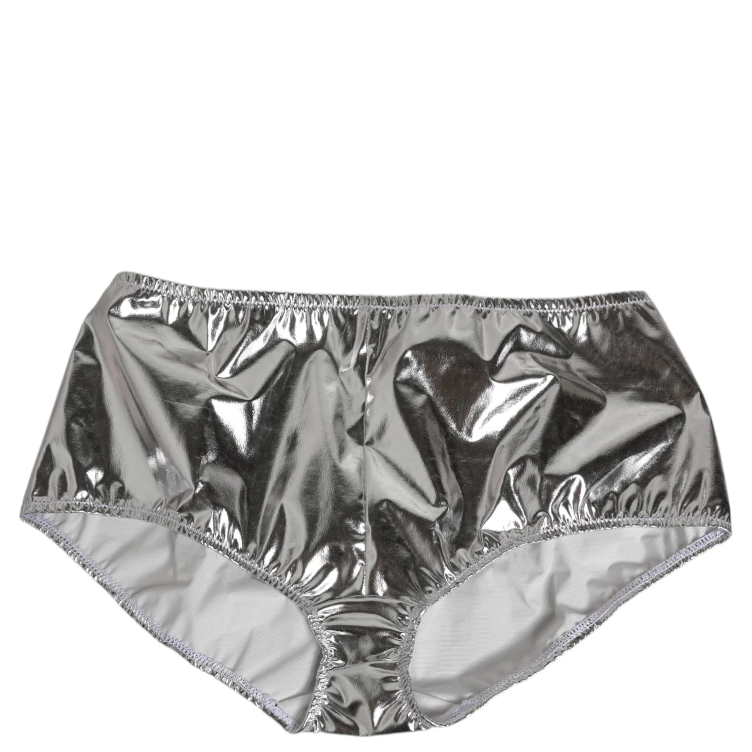 Silver Metallic High Waist Bikini Bottom Women  Underwear