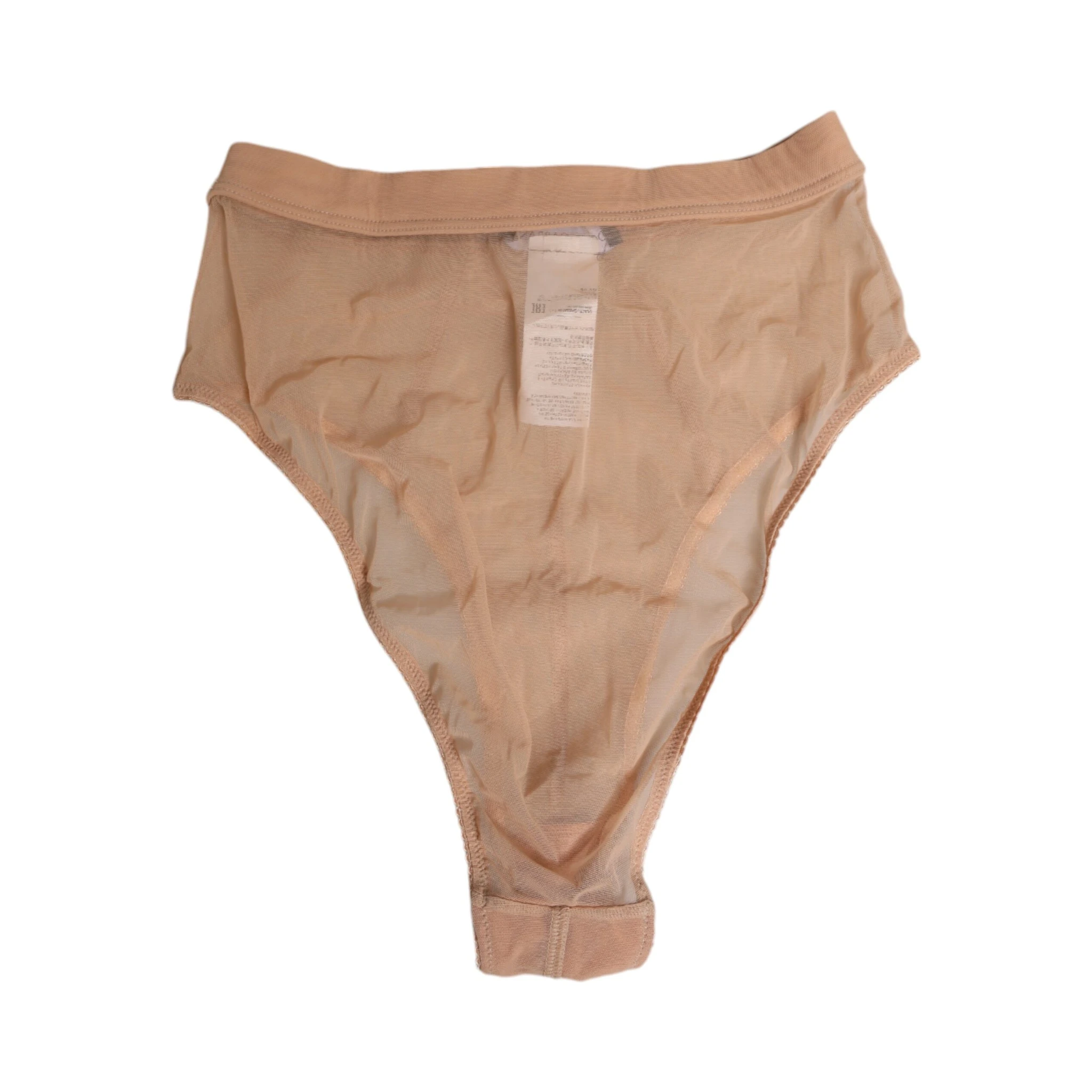 Beige Sheer Mesh High Waist Briefs Underwear