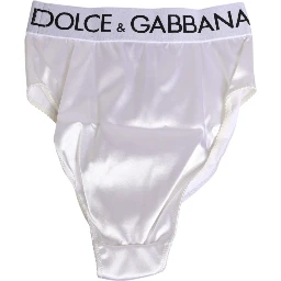 White Satin High-Waist Brief Logo Women Underwear