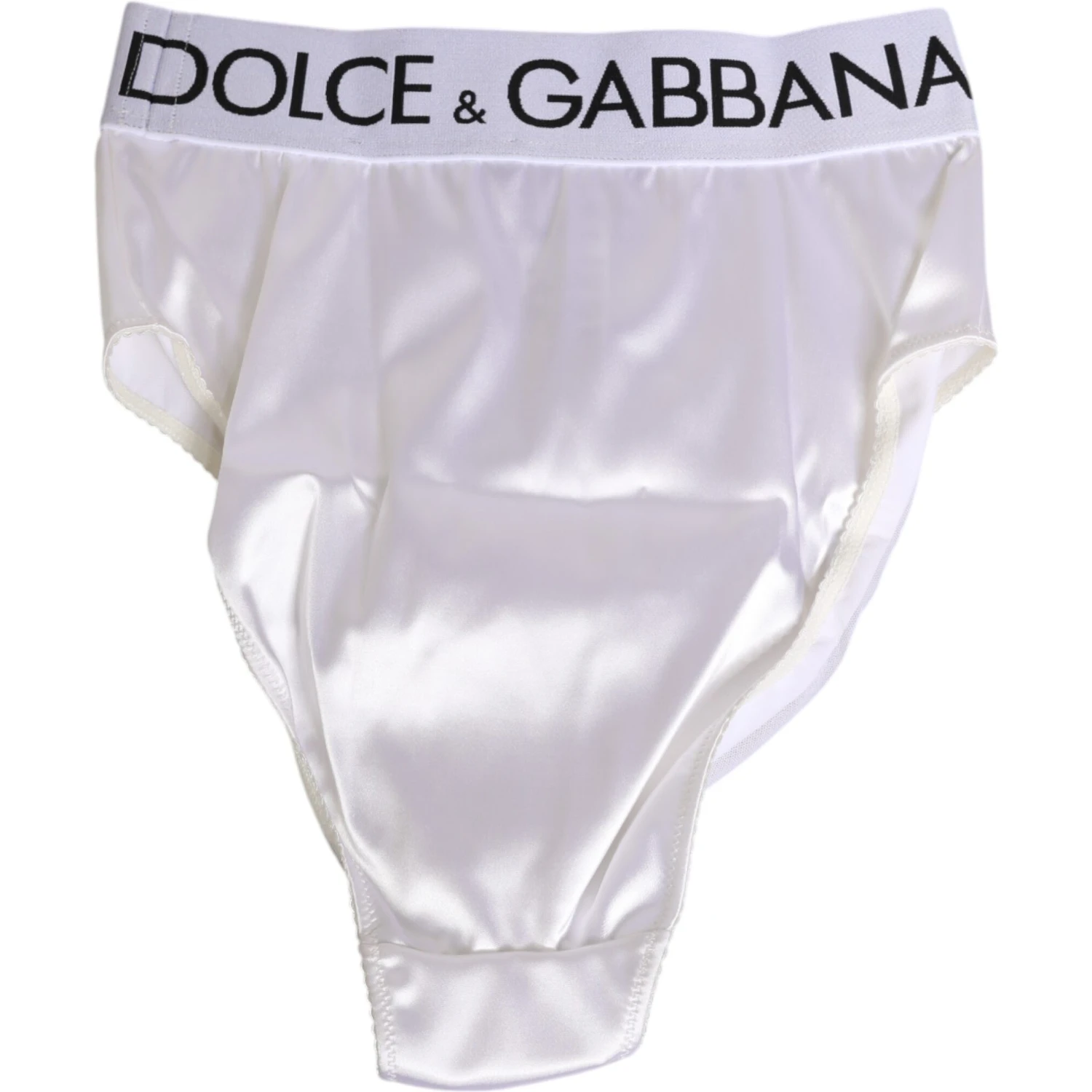 White Satin High-Waist Brief Logo Women Underwear