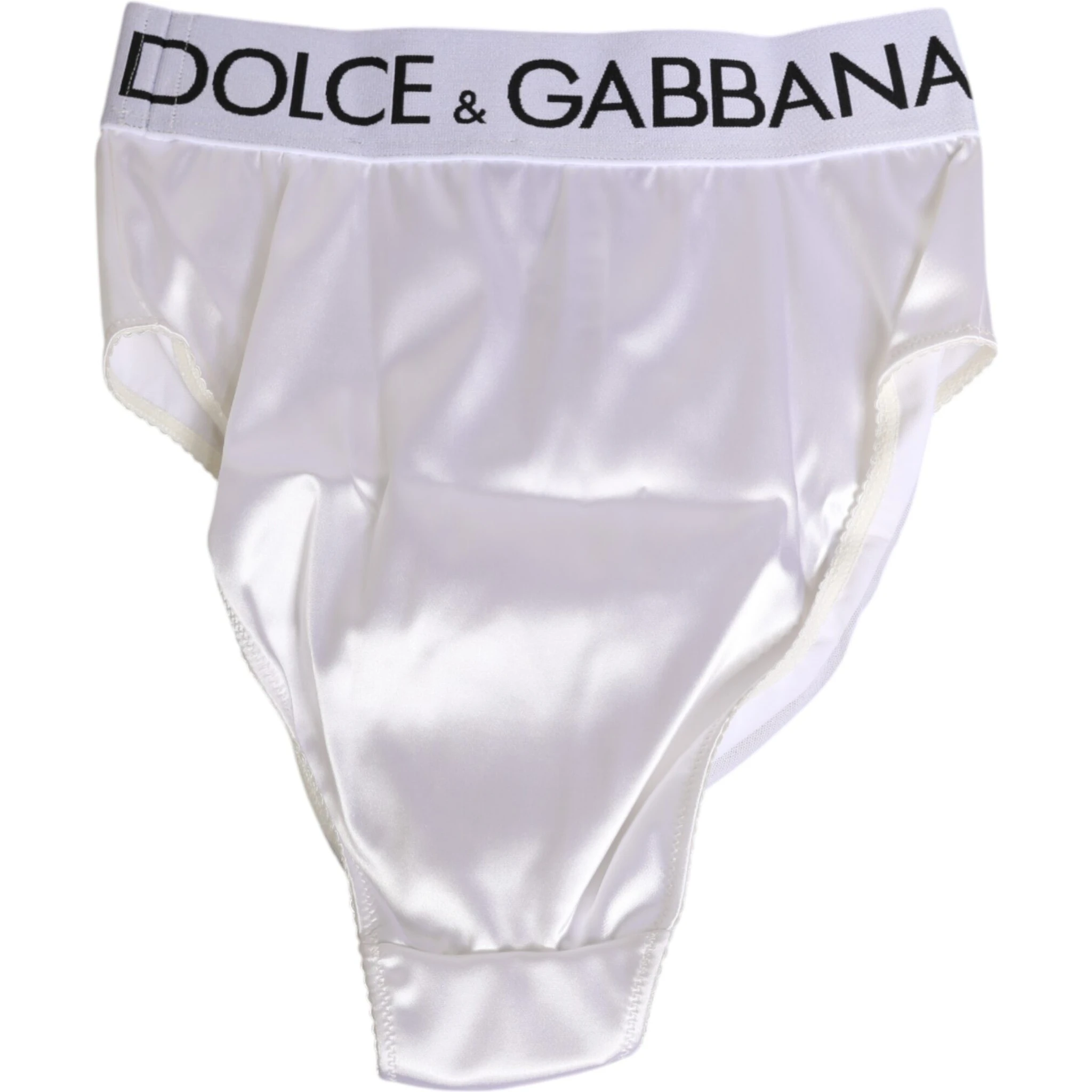 White Satin High-Waist Brief Logo Women Underwear