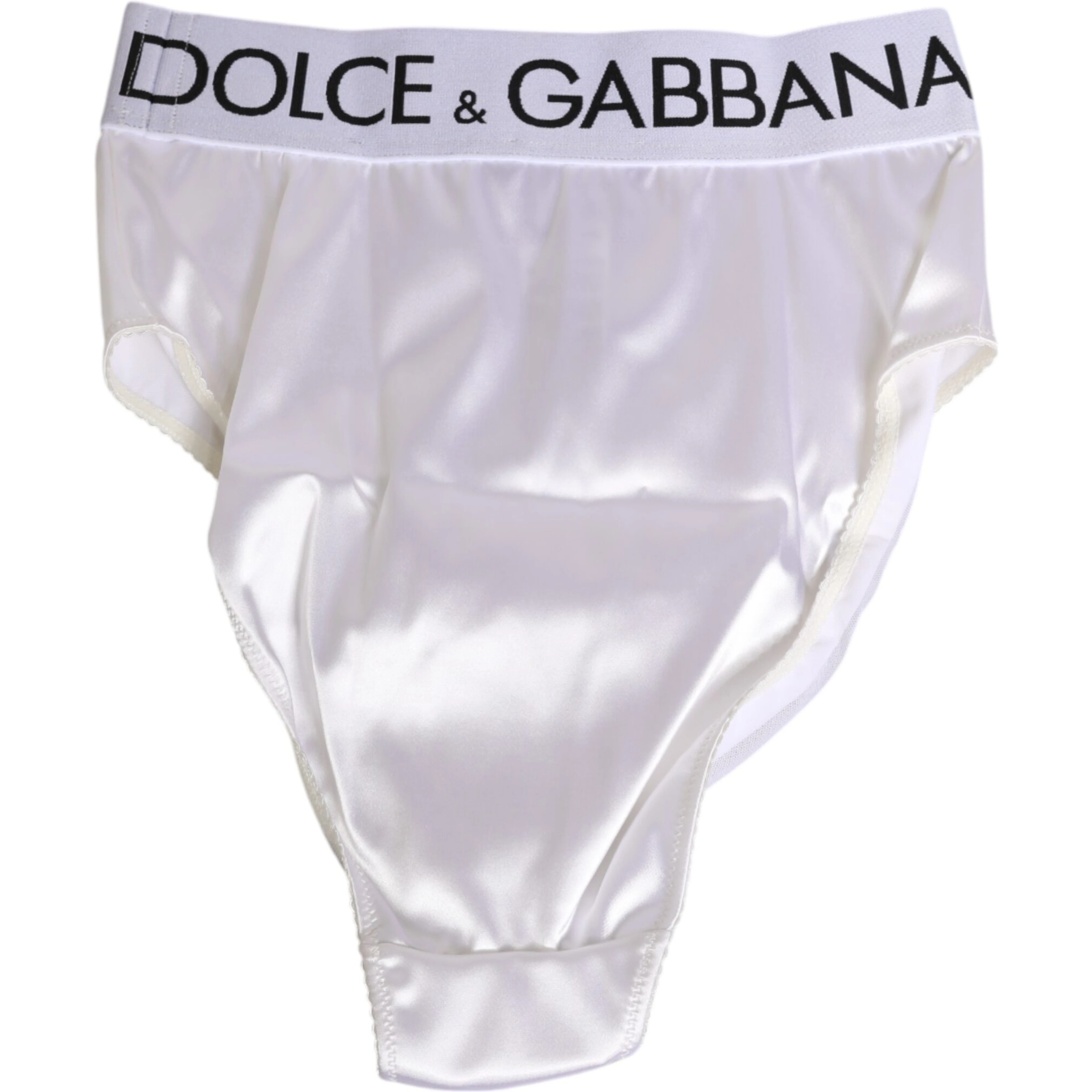 White Satin High-Waist Brief Logo Women Underwear