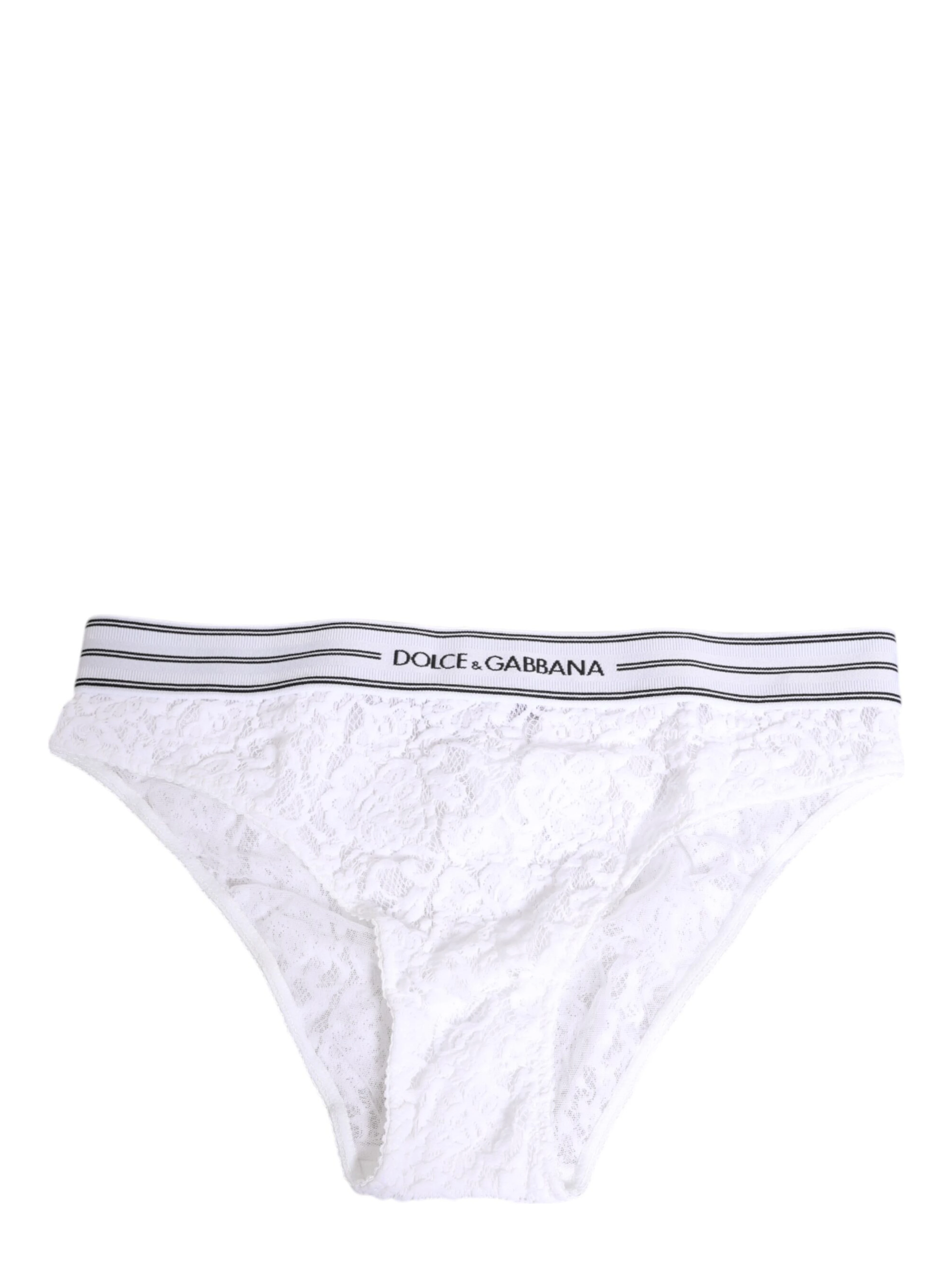 White Lace Slip Brief Logo Waistband Underwear