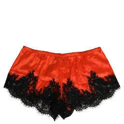 Red Silk Satin Lace Shorts Underwear