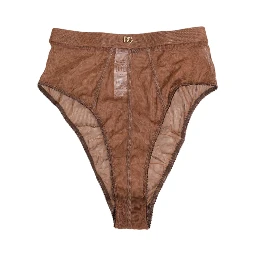 Brown Sheer Mesh High Waist Briefs Underwear