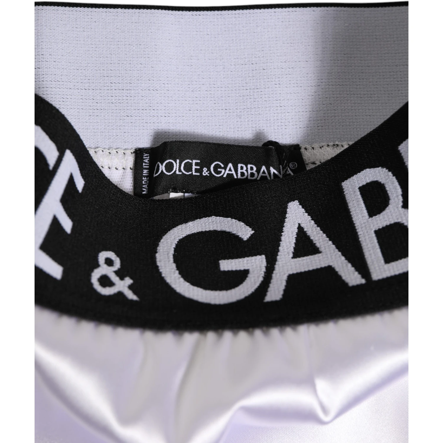 White Satin High-Waist Black Logo Women Underwear