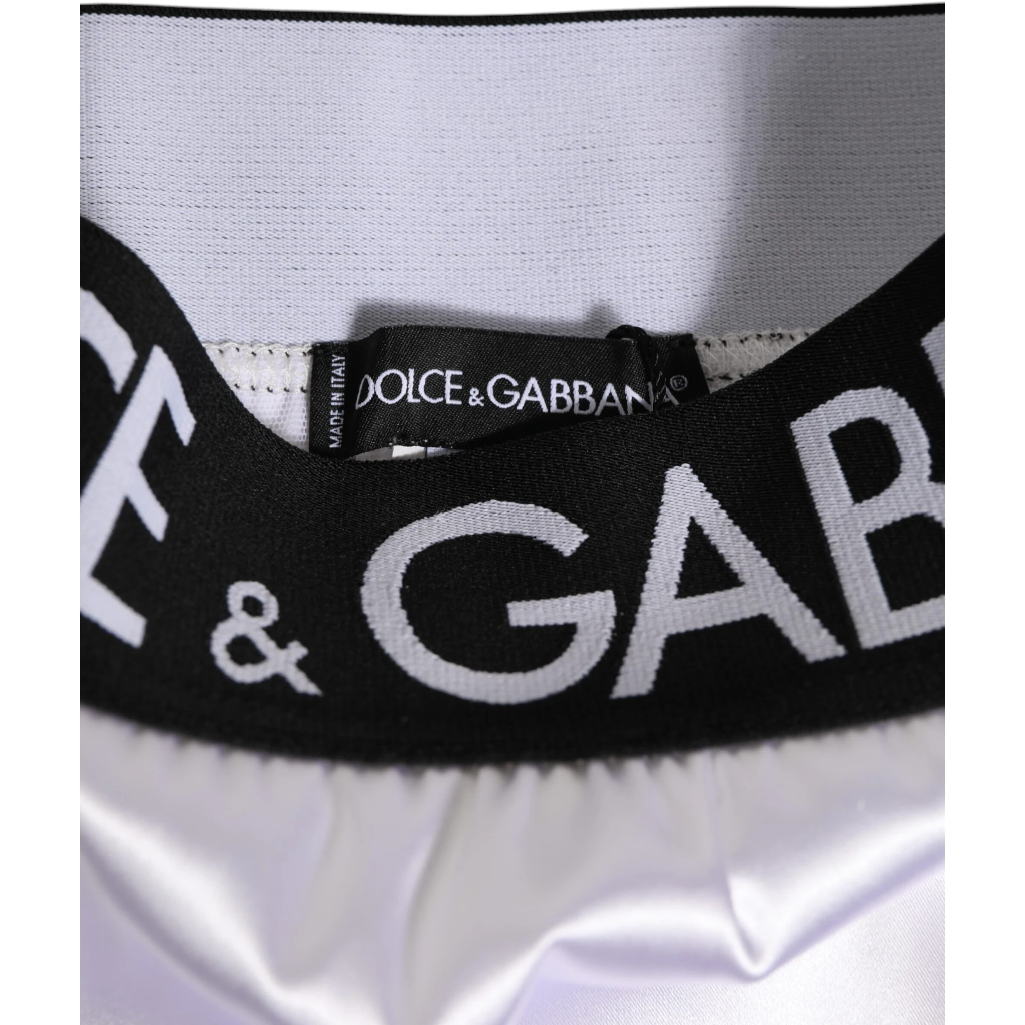 White Satin High-Waist Black Logo Women Underwear