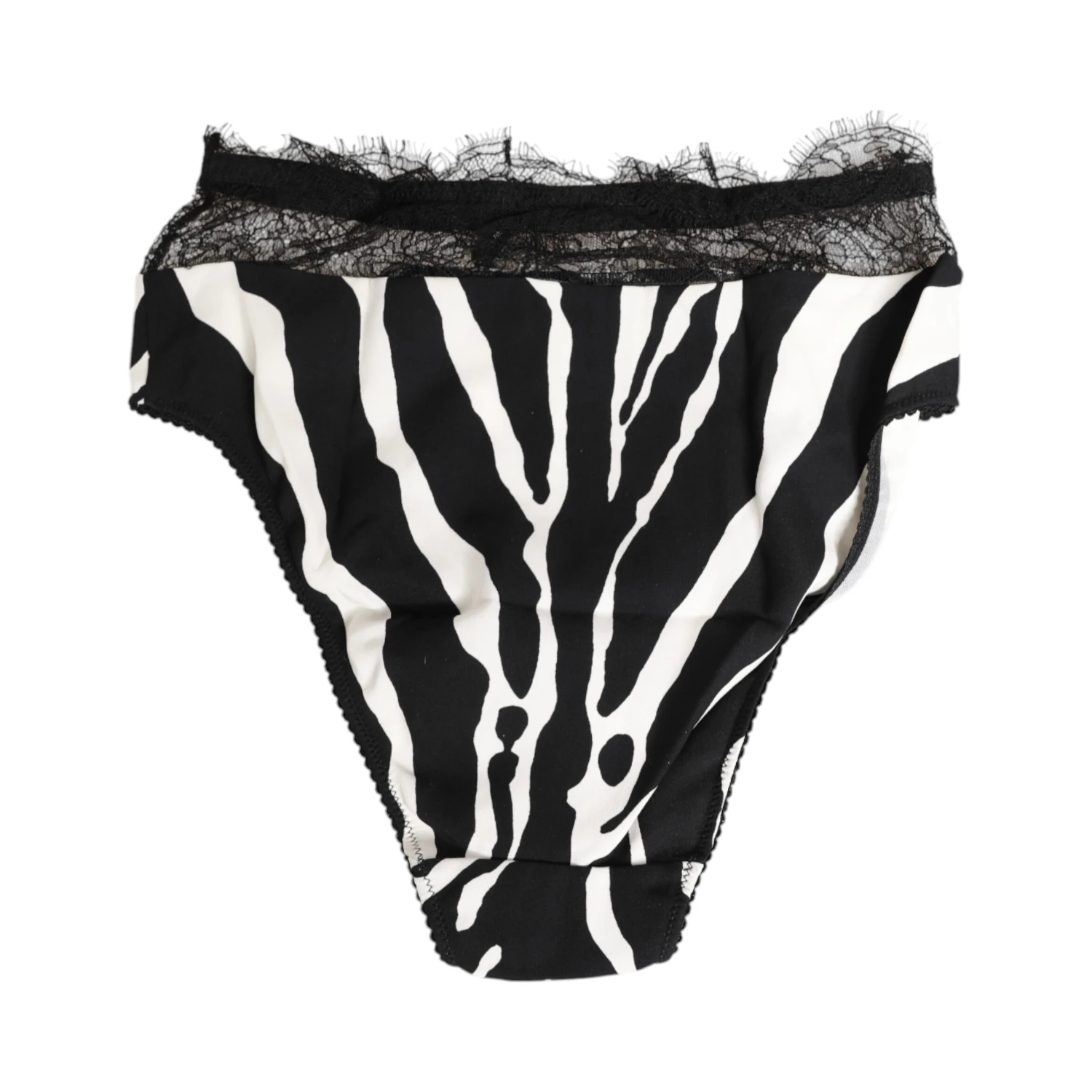 Black White Zebra Print Lace Trim High Underwear