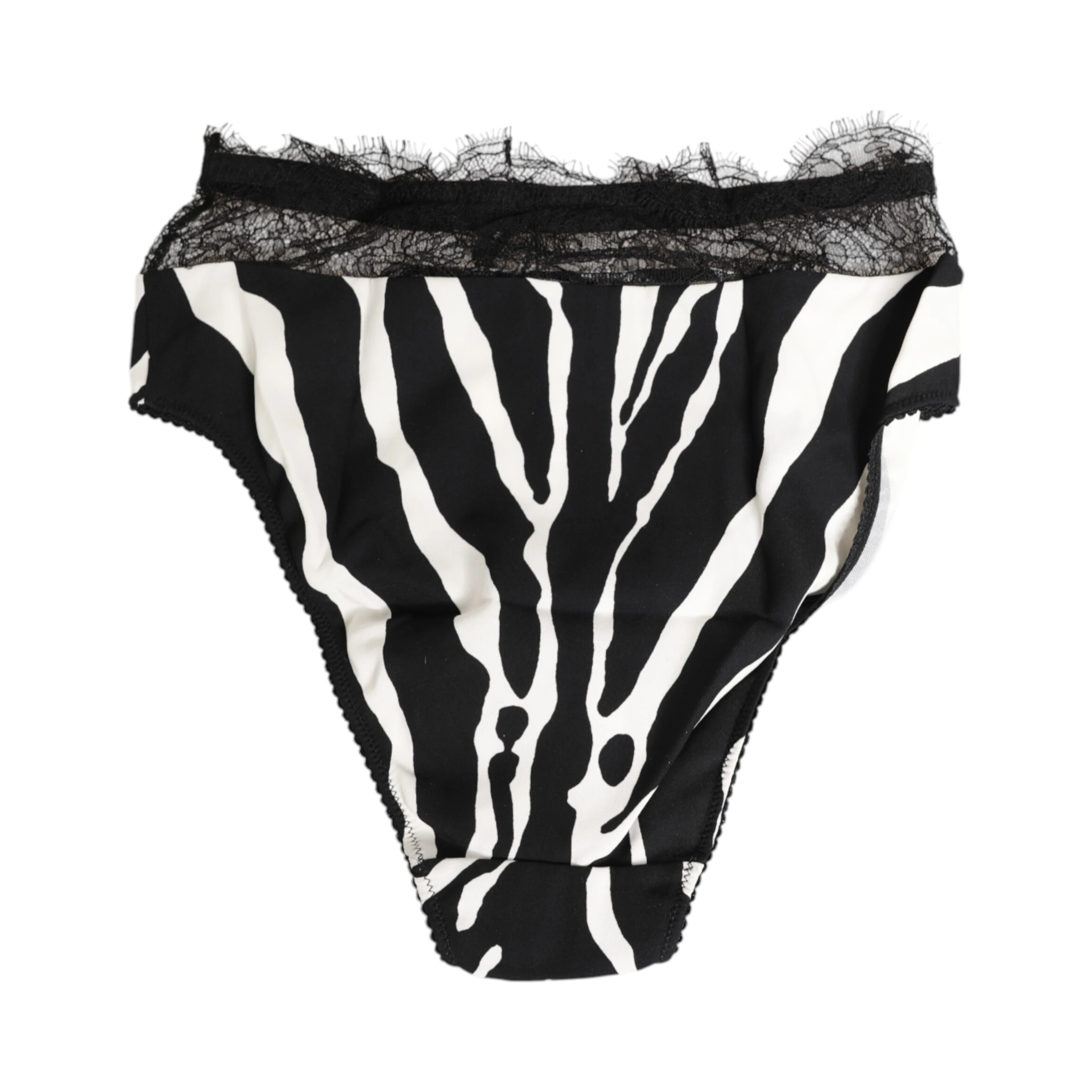 Black White Zebra Print Lace Trim High Underwear