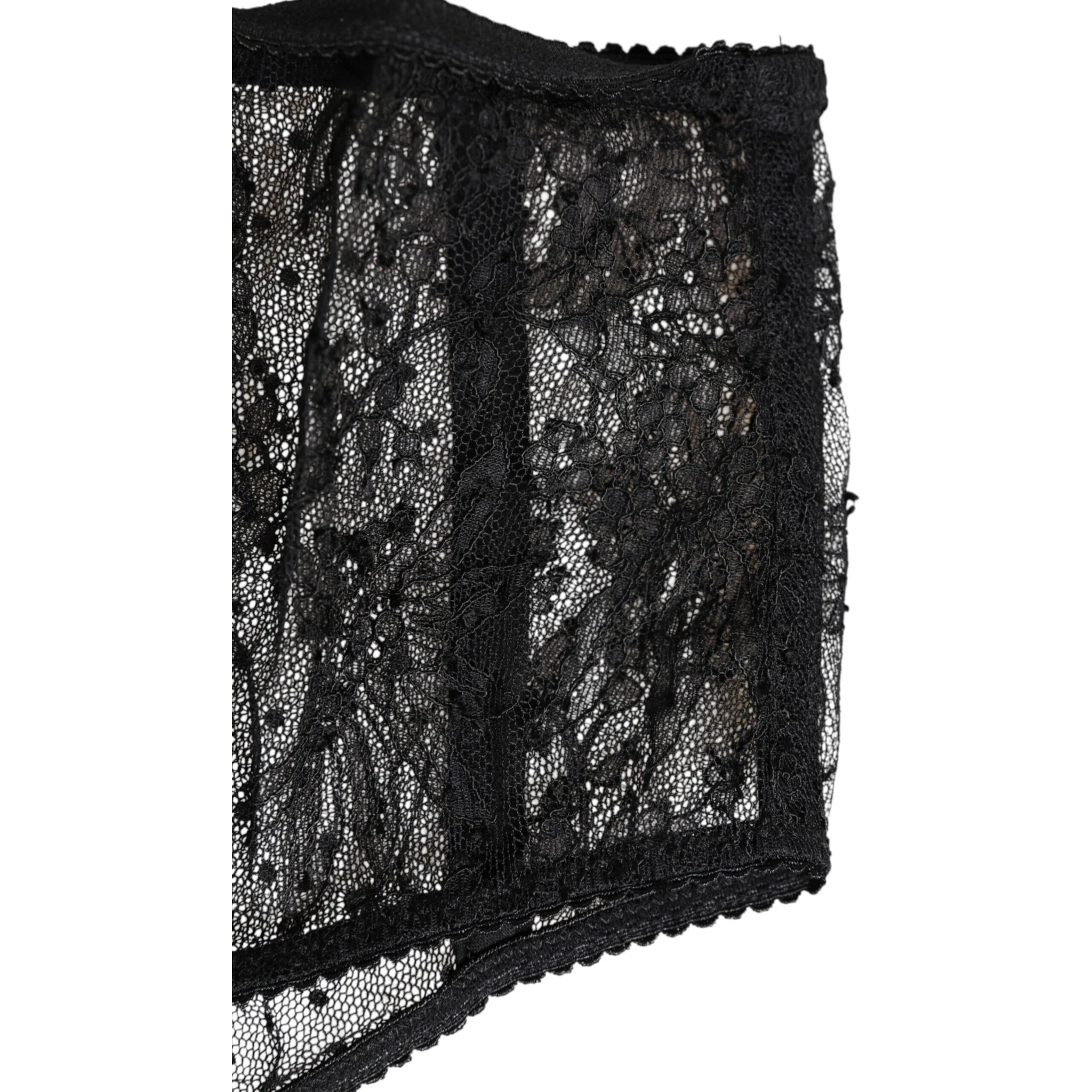 Black Lace Polka Dot Mesh High Waist Underwear