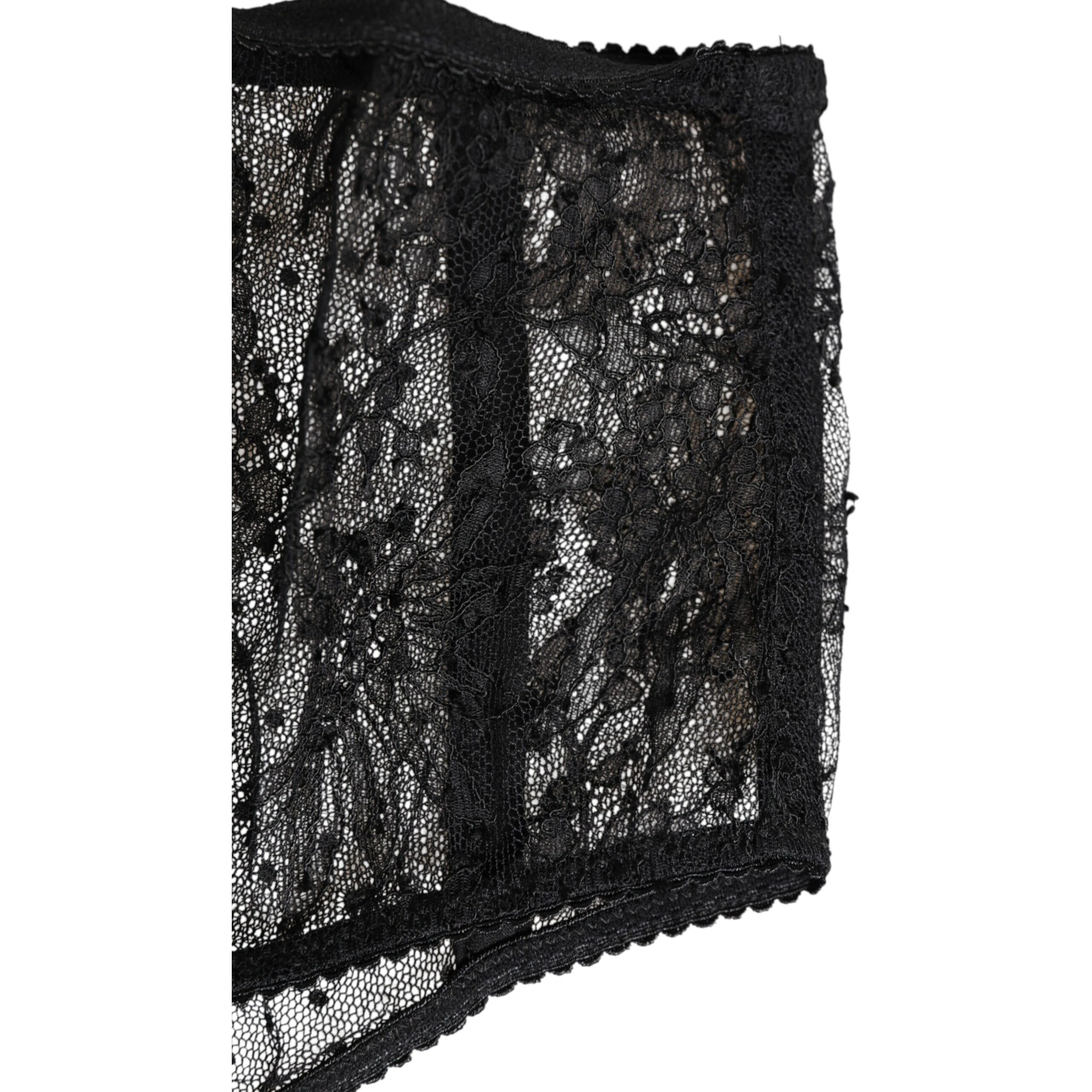 Black Lace Polka Dot Mesh High Waist Underwear