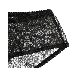 Black Sheer Mesh Lace Polka Dot Logo Underwear
