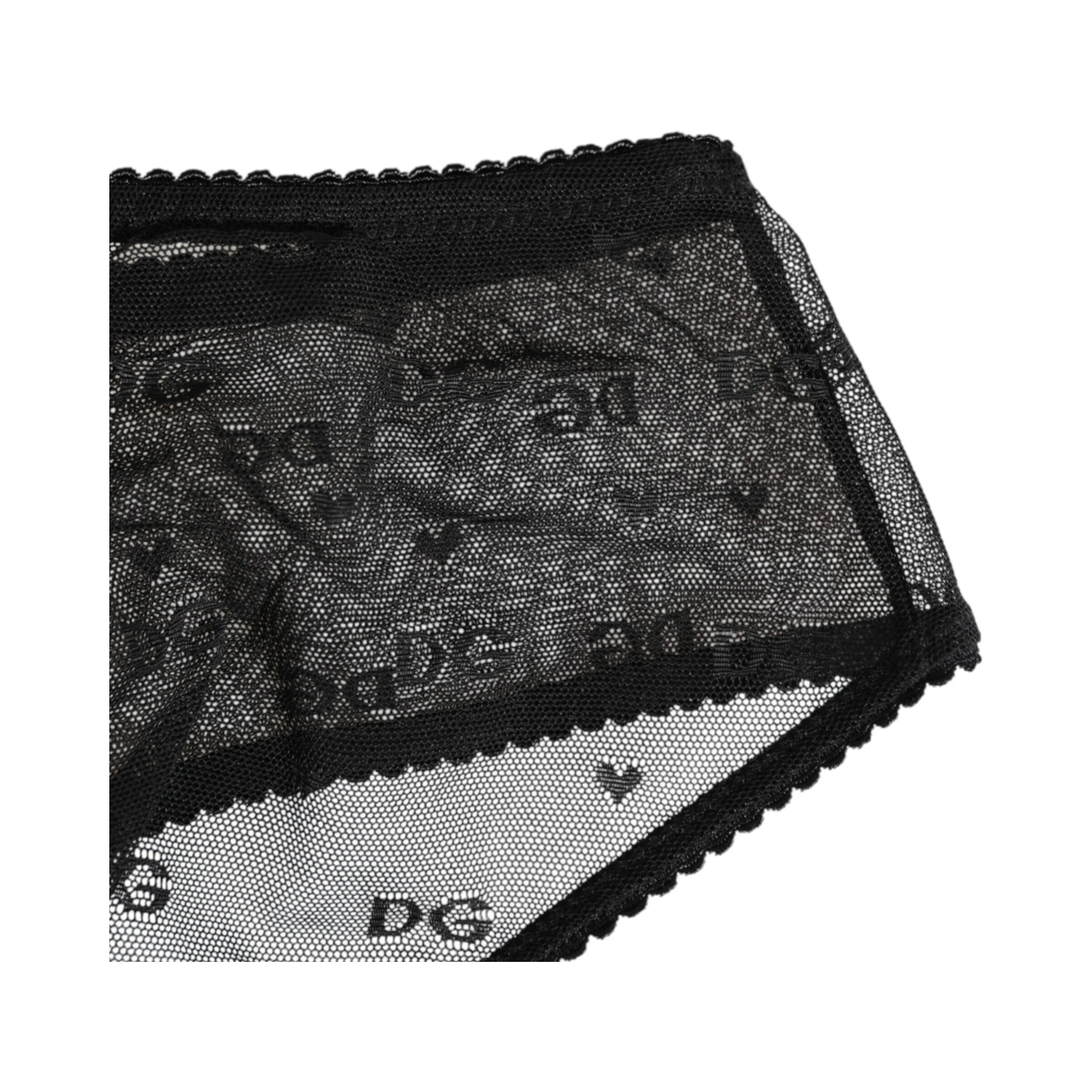 Black Sheer Mesh Lace Polka Dot Logo Underwear