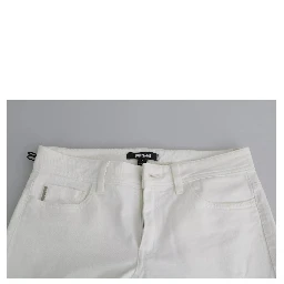 White Cotton Slim Fit Mid Waist Skinny Trouser Jeans