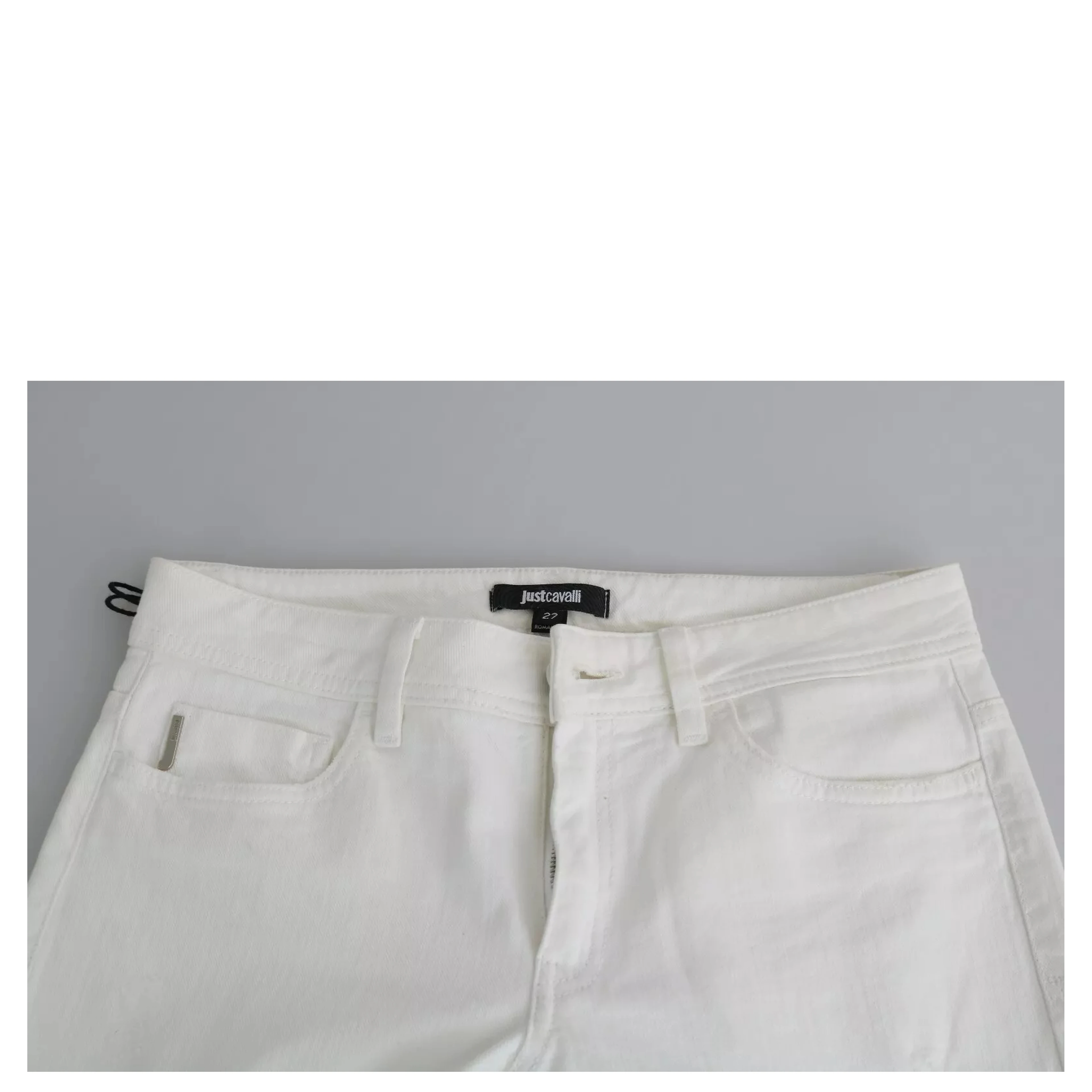 White Cotton Slim Fit Mid Waist Skinny Trouser Jeans