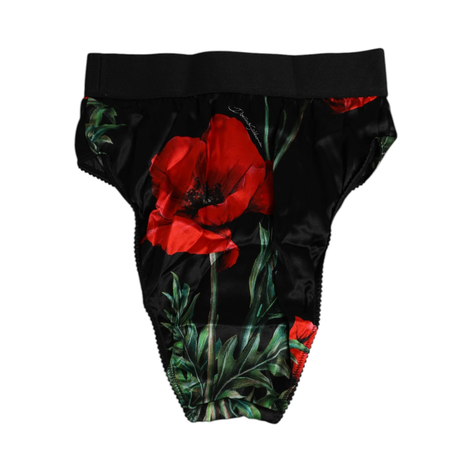 Black Floral Print High Waist Sheer Mesh Underwear