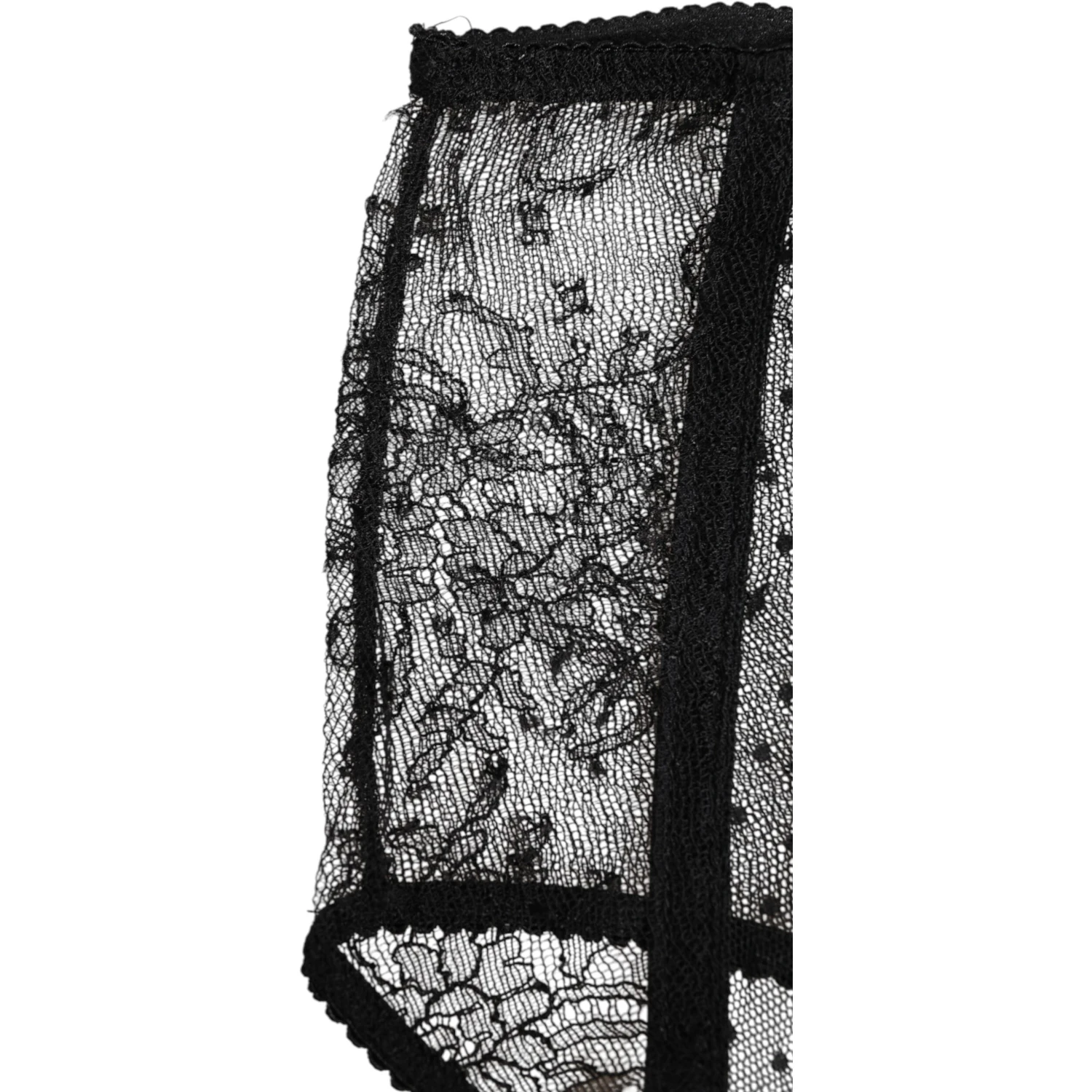 Black Sheer Polka Dot Lace High Waist Underwear