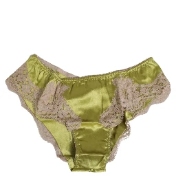 Green Silk Satin Lace Trim New Slip Underwear