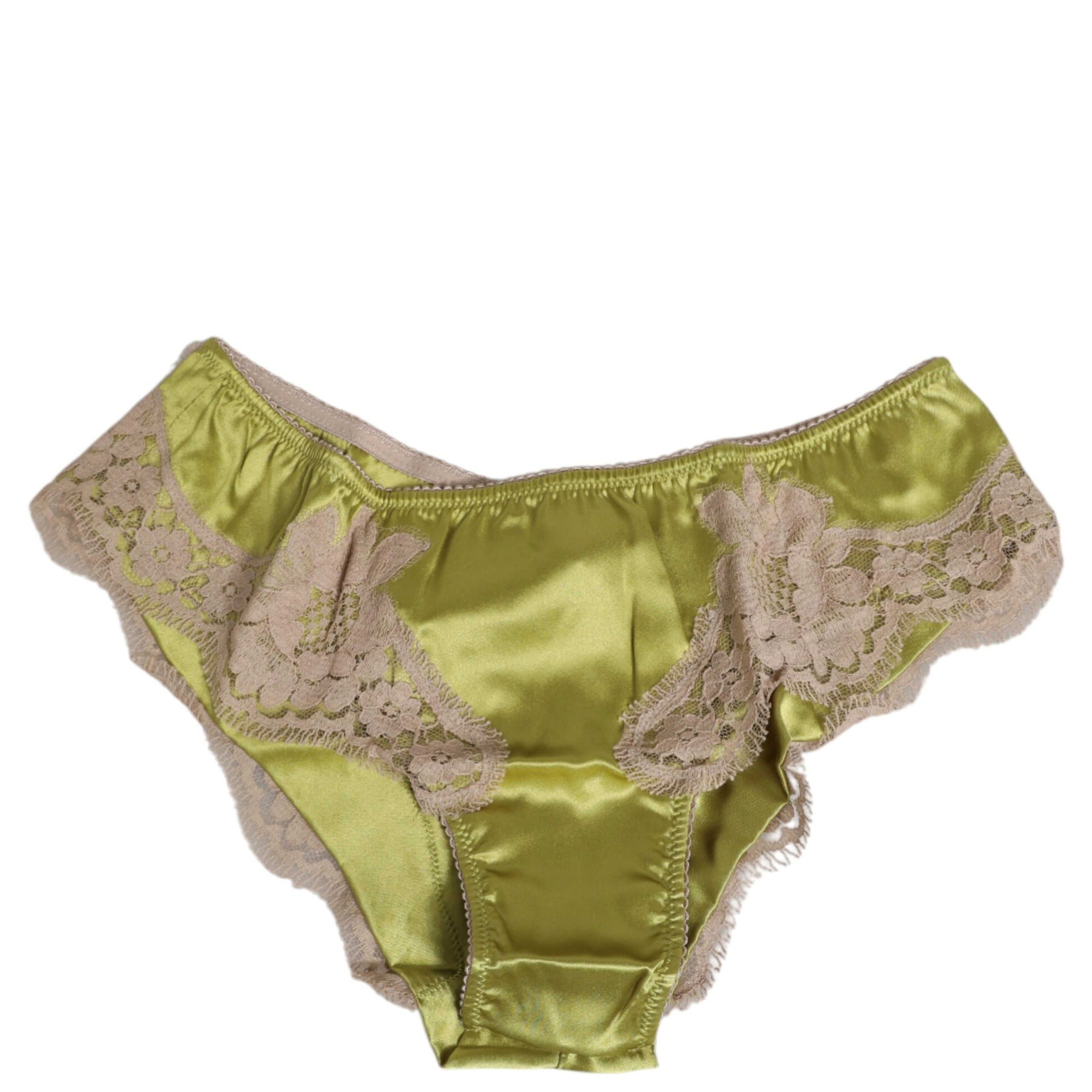 Green Silk Satin Lace Trim New Slip Underwear