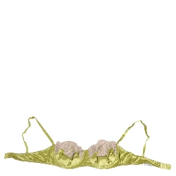 Lime Green Silk Satin Lace Padded Balconnet Underwear