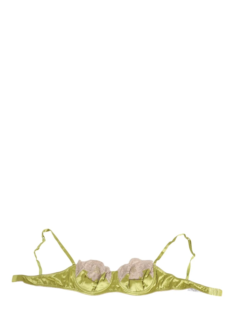 Lime Green Silk Satin Lace Padded Balconnet Underwear alternative
