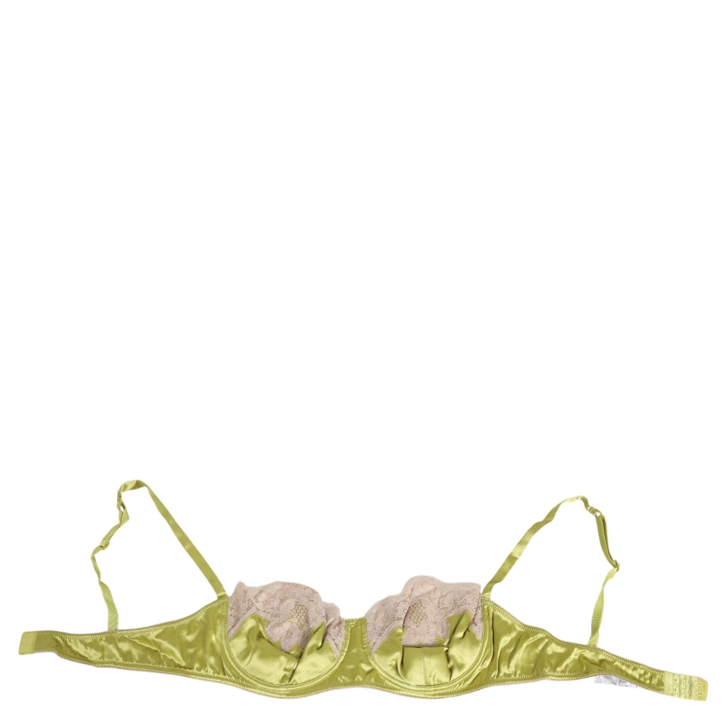 Lime Green Silk Satin Lace Padded Balconnet Underwear