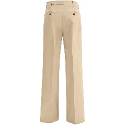 Beige Cotton Casual Pants